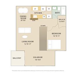 1 Bed 1 Bath Floor Plan | 925 Sq. Ft at Country Club Lakes, Jacksonville, FL
