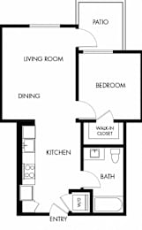 1 Bed 1 Bath Floor Plan | 613 Sq. Ft. at G12 Apartments, California, 90015