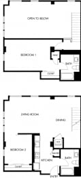 2 Bed 2 Bath Floor Plan | 1,247 Sq. Ft. at G12, Los Angeles