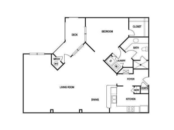 1 Bedroom Floor Plan at Willowest in Lindbergh, Georgia