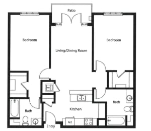 Greyhound Floor Plan | 1,084 Sq. Ft. at Chase Knolls, Sherman Oaks