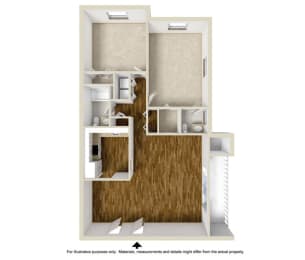 2 Bed 1.5 Bath Floor Plan | 1,069 Sq. Ft. at Rosemont Square Apartments, Massachusetts