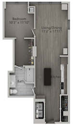 1 bed 1 bath L | 791 Sq. Ft. at The Mason Apartments, Illinois, 60607