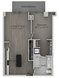 1 bed 1 bath F | 760 Sq. Ft. at The Mason Apartments, Chicago, IL, 60607