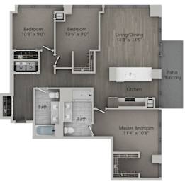 3 bed 2 bath | 1,300 Sq. Ft. at The Mason Apartments, Chicago, IL