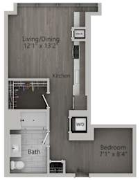 Studio 1 bath B | 545 Sq. Ft. at The Mason Apartments, Chicago