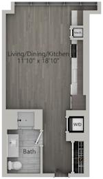 Studio 1 bath D | 467 Sq. Ft. at The Mason Apartments, Illinois, 60607