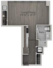 Studio 1 bath E | 517 Sq. Ft. at The Mason Apartments, Chicago, IL, 60607