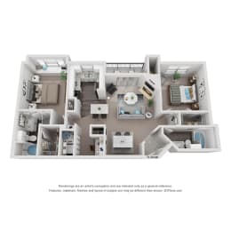 2 Bed 2 Bath Floor Plan | 1,045 Sq. Ft. at Mission Gate in TX 75024