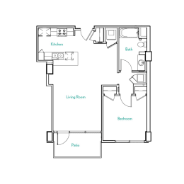 1 Bed 1 Bath Floor Plan | 756 Sq. Ft.  at Vue, California