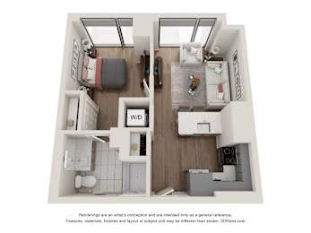 1 Bed 1 Bath Floor Plan | 588 Sq. Ft. at 903 Peachtree in Atlanta, GA 30309