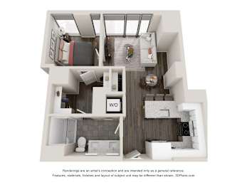 1 Bed 1 Bath Floor Plan | 768 Sq. Ft. at 903 Peachtree in Atlanta, Georgia