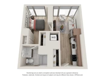 1 Bed 1 Bath Floor Plan | 529 Sq. Ft. at 903 Peachtree in GA 30309