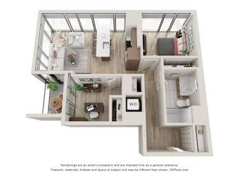 1 Bed 1 Bath Floor Plan | 797 Sq. Ft. at 903 Peachtree in Atlanta, GA 30309