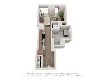 Studio 1 Bath Floor Plan | 404 Sq. Ft.  at 903 Peachtree in Atlanta, Georgia