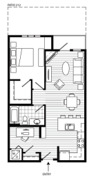 1 Bed 1 Bath Floor Plan | 753 Sq. Ft. at 128 on State, Washington