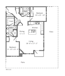 2 Bed 2 Bath Floor Plan | 1,140 Sq. Ft. at 128 on State, Kirkland, 98033