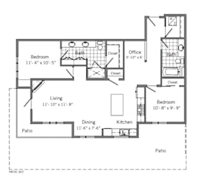 2 Bed 2 Bath Floor Plan | 1,255 Sq. Ft. at 128 on State, Kirkland, WA