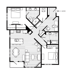2 Bed 2 Bath Floor Plan | 1,411 Sq. Ft. at 128 on State, Kirkland