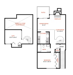 1 Bed 1 Bath Floor Plan | 850 Sq. Ft. at The Lakes Apartments, Washington, 98007