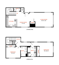 2 Bed 2 Bath Floor Plan | 1,237 Sq. Ft. at The Lakes Apartments, Washington