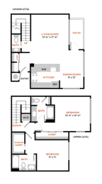 2 Bed 2 Bath Floor Plan | 1,248 Sq. Ft. at The Lakes Apartments, Washington, 98007
