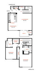 2 Bed 2 Bath Floor Plan | 1,253 Sq. Ft. at The Lakes Apartments, Bellevue, WA