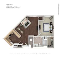 1 Bed 1 Bath Floor Plan | 900-941 Sq. Ft. at Avant at the Arboretum, Lisle, 60532
