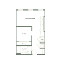 Studio 1 Bath B | 555 Sq. Ft. at The Merchant Apartments, Charleston