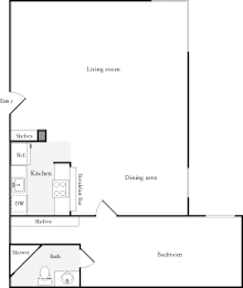 A3 1 Bed and 1 Bath FloorPlan | 672 Sq. Ft. at Skye at Belltown Apartments, Seattle, WA