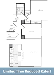 B1 2 Bed 1 Bath FloorPlan | 858 Sq. Ft. at Skye Apartments, Seattle, Washington
