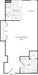 S2 Studio with 1 Bath FloorPlan | 423 Sq. Ft. at Skye at Belltown Apartments, Seattle, WA