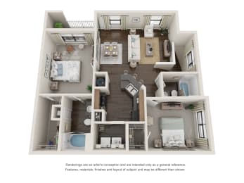 B4 Upper | Two Bed | Two Bath with 1,149 Sq. Ft. at Sladestone Shadow Creek in Pearland, Texas 77584