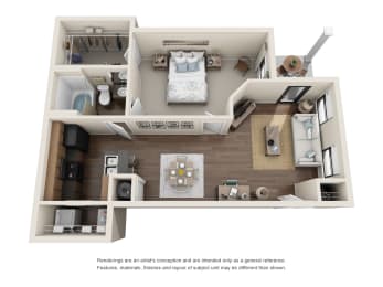 A3 Lower | One Bed | One Bath with 820 Sq. Ft. at Sladestone Shadow Creek in Pearland, TX