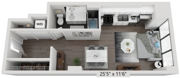 Studio A Floor Plan | 549 Sq. Ft. at The Montrose Apartments in Chicago, IL