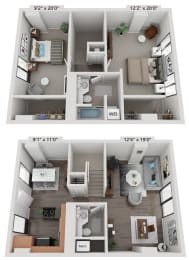 2 bedroom floor plan | The Montrose Apartments in Chicago, IL