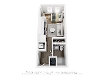 Studio 1 Bath A | 375 Sq. Ft. at The Merchant Apartments, Charleston, South Carolina