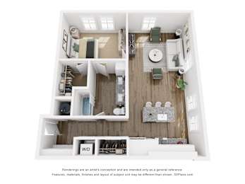 1 bed 1 bath G | 843 Sq. Ft. at The Merchant Apartments, South Carolina 29403