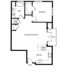 Vesper Floor Plan | 834 Sq. Ft. at Chase Knolls, Sherman Oaks, CA