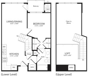a floor plan of the Magnolia one  bedroom apartment at Heights at Glen Mills, Glen Mills, PA 19342