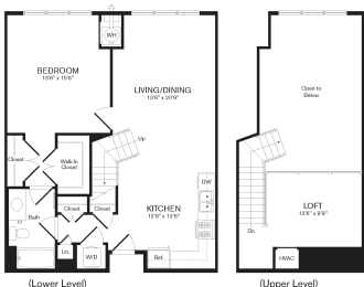 a floor plan of the Orchid one bedroom apartment at Heights at Glen Mills, PA 19342