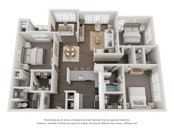 3 Bed 2 Bath Floor Plan | 1,462 Sq. Ft. at Willowest in Collier Hills in Atlanta, Georgia 30318