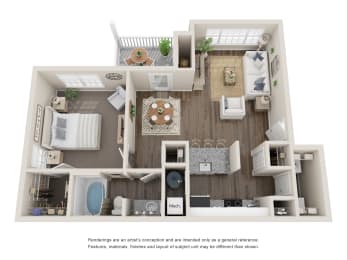 a floor plan of a 1 bedroom apartment