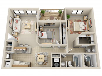  Floor Plan 2 Bed 2 Bath