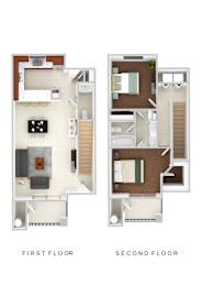 Floor Plan  A diagram of a two-story house with labeled first and second floors.