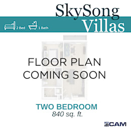 A poster advertising a two bedroom apartment at SkySong Villas.