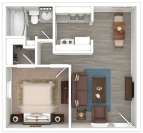 1x1 576sqft Floor Plan at Connect on Missouri, Phoenix, AZ, 85015