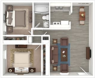 2x1 785sqft Floor Plan at Connect on Missouri, Phoenix, AZ