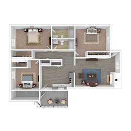 3 Bedroom Floor Plan at Connect on University, Mesa, 85203