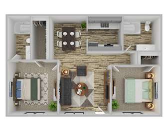 2 Bed 2 Bath Floor Plan at Gilbert Square Apartments, Mesa, 85203